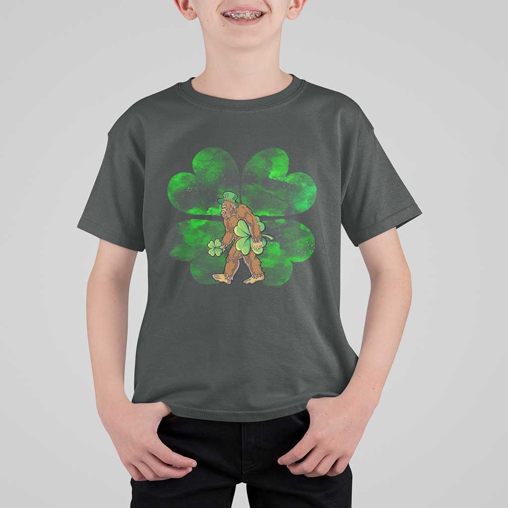 St Patricks Day Lucky Shamrock Bigfoot T Shirt For Kid Funny Sasquatch Irish