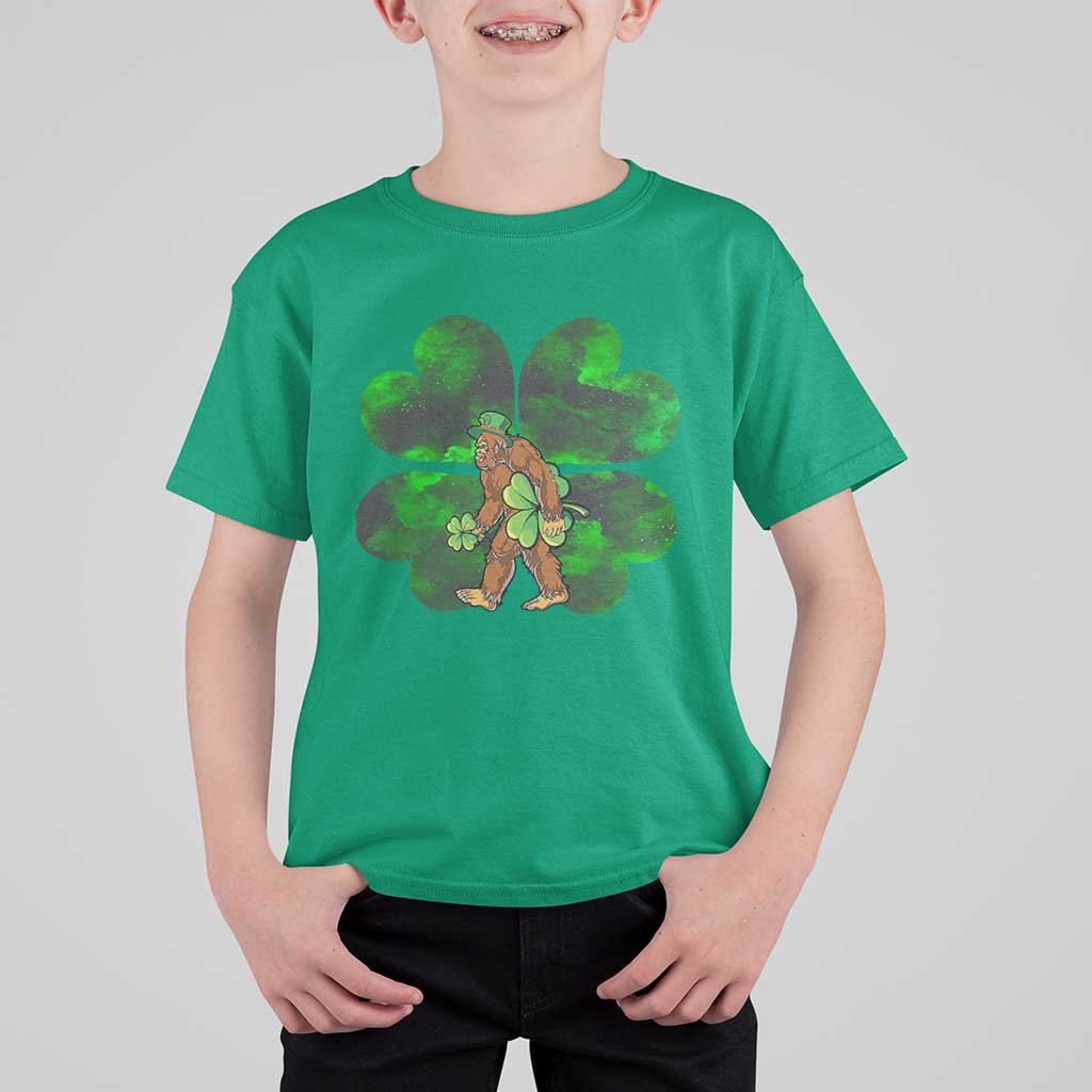 St Patricks Day Lucky Shamrock Bigfoot T Shirt For Kid Funny Sasquatch Irish