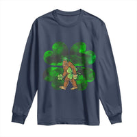 St Patricks Day Lucky Shamrock Bigfoot Long Sleeve Shirt Funny Sasquatch Irish