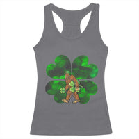 St Patricks Day Lucky Shamrock Bigfoot Racerback Tank Top Funny Sasquatch Irish