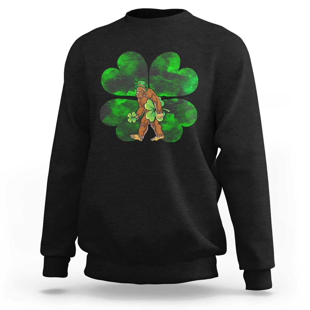 St Patricks Day Lucky Shamrock Bigfoot Sweatshirt Funny Sasquatch Irish
