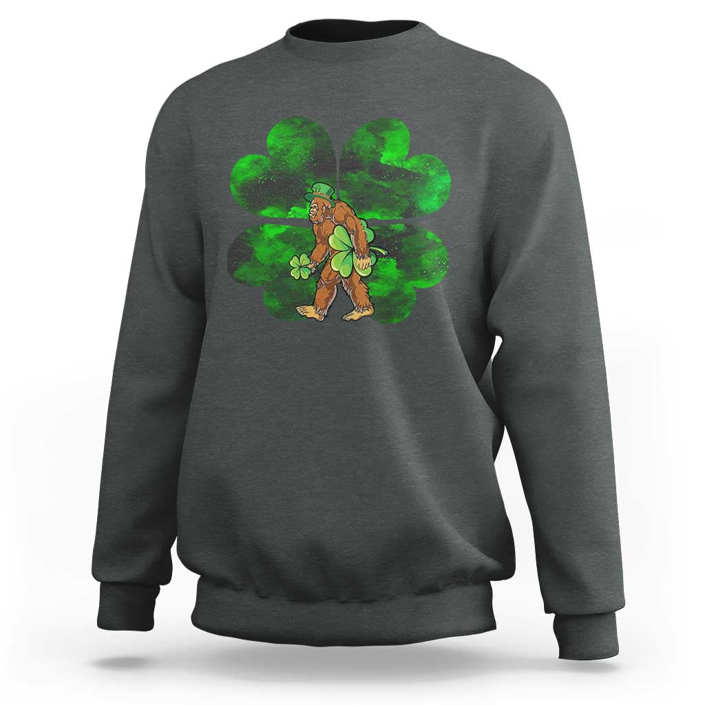 St Patricks Day Lucky Shamrock Bigfoot Sweatshirt Funny Sasquatch Irish