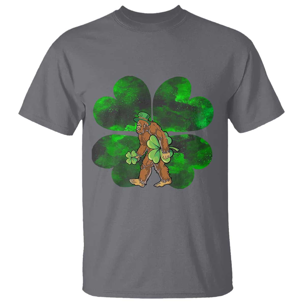 St Patricks Day Lucky Shamrock Bigfoot T Shirt Funny Sasquatch Irish