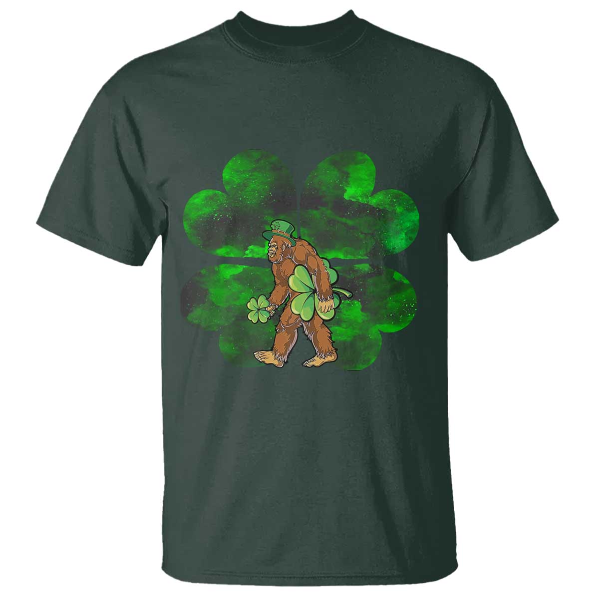 St Patricks Day Lucky Shamrock Bigfoot T Shirt Funny Sasquatch Irish