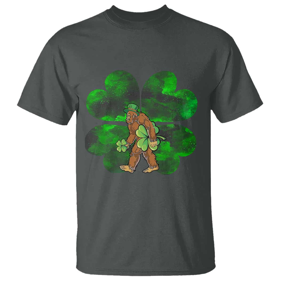 St Patricks Day Lucky Shamrock Bigfoot T Shirt Funny Sasquatch Irish
