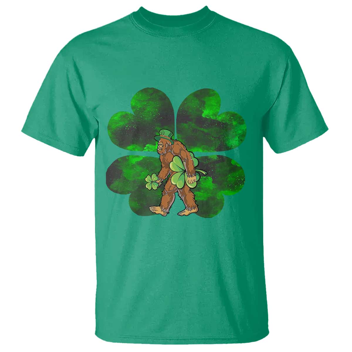 St Patricks Day Lucky Shamrock Bigfoot T Shirt Funny Sasquatch Irish