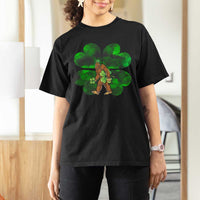 St Patricks Day Lucky Shamrock Bigfoot T Shirt For Women Funny Sasquatch Irish