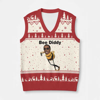 Bee Diddy V-Neck Knit Sweater Vest Dark Humor Internet Meme Brainrot Gen Z