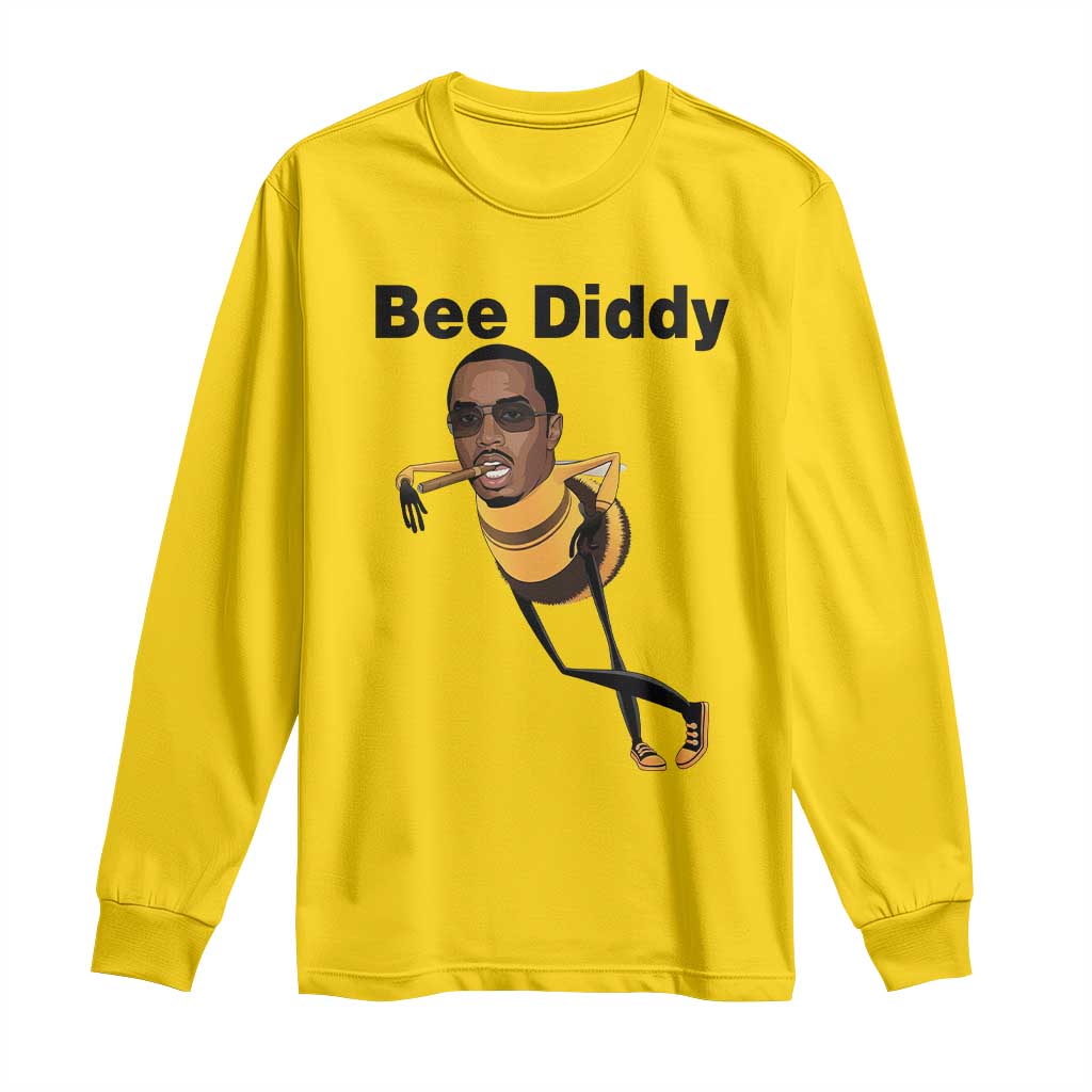 Bee Diddy Long Sleeve Shirt Dark Humor Internet Meme Brainrot Gen Z
