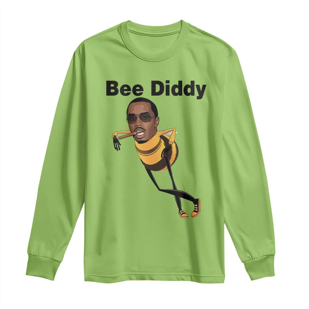 Bee Diddy Long Sleeve Shirt Dark Humor Internet Meme Brainrot Gen Z