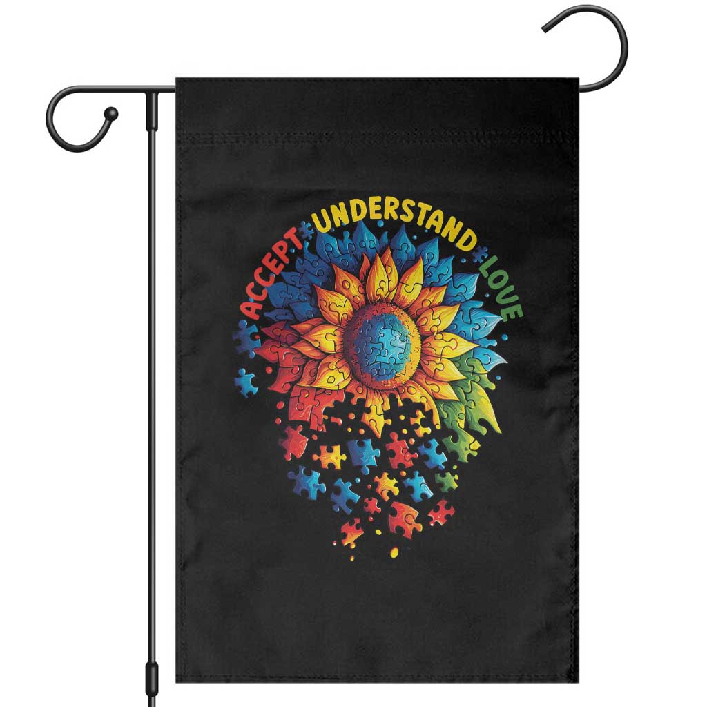 Autism Acceptance Sunflower Puzzle Garden Flag Accept Understand Love ASD