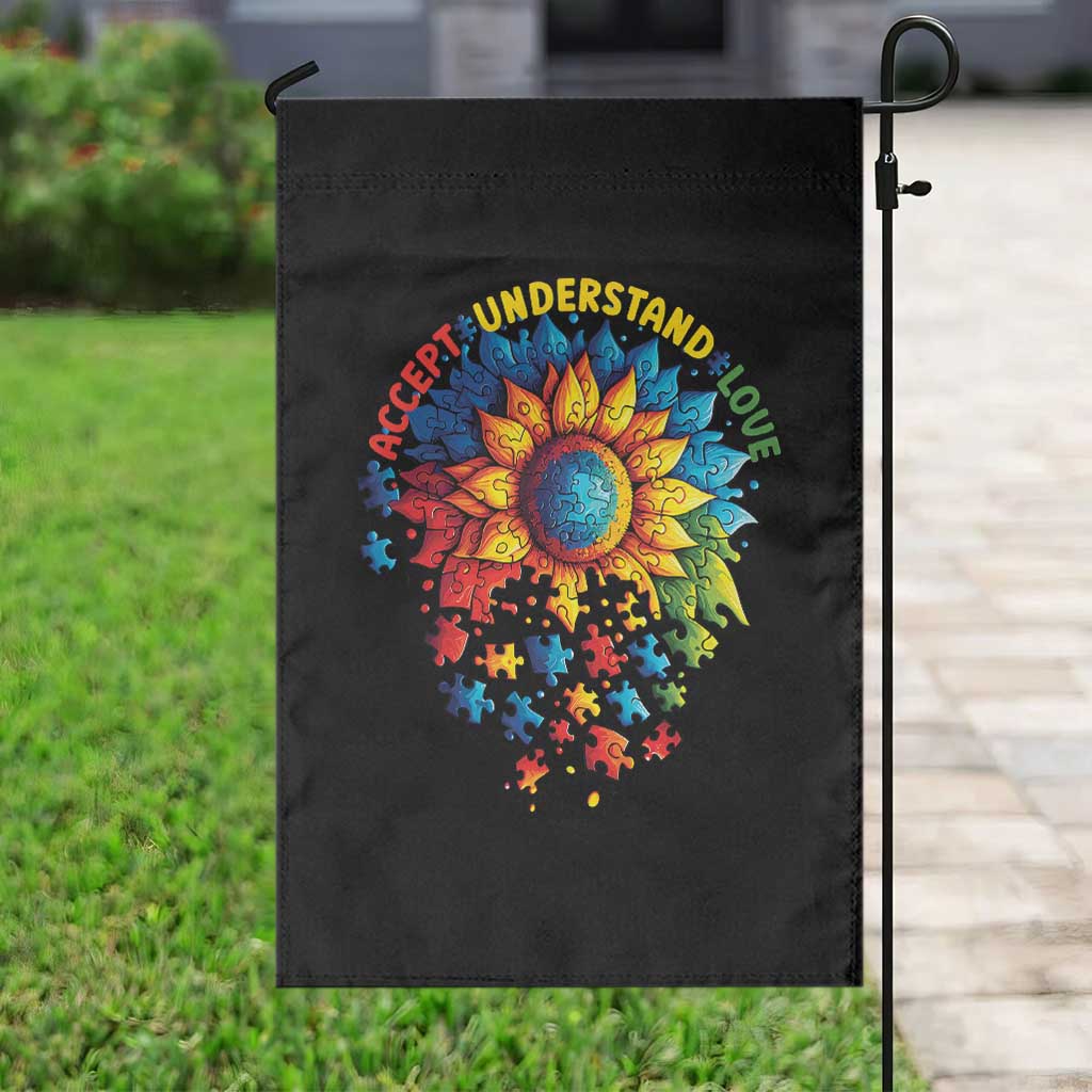 Autism Acceptance Sunflower Puzzle Garden Flag Accept Understand Love ASD