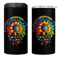 Autism Acceptance Sunflower Puzzle 4 in 1 Can Cooler Tumbler Accept Understand Love ASD