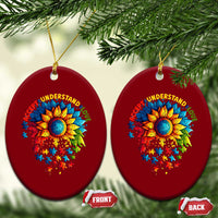 Autism Acceptance Sunflower Puzzle Ceramic Ornament Accept Understand Love ASD