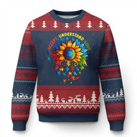 Autism Acceptance Sunflower Puzzle Ugly Christmas Sweater Accept Understand Love ASD