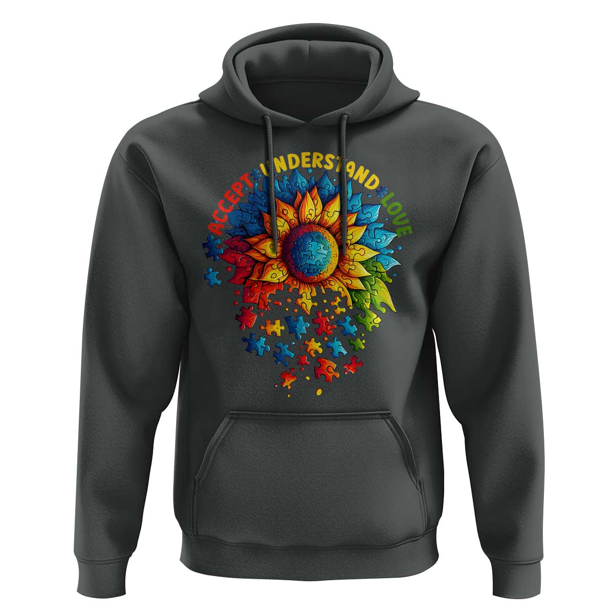 Autism Acceptance Sunflower Puzzle Hoodie Accept Understand Love ASD