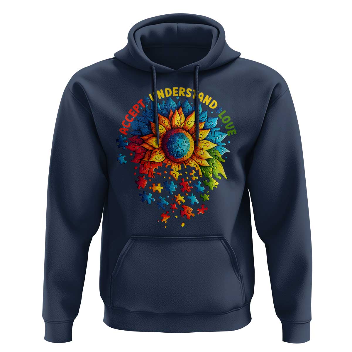 Autism Acceptance Sunflower Puzzle Hoodie Accept Understand Love ASD