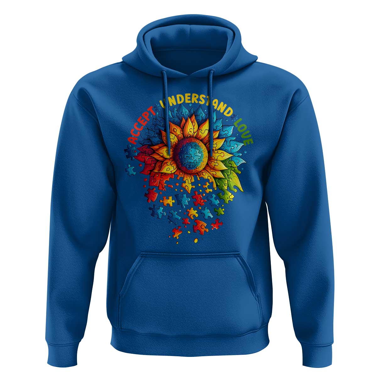 Autism Acceptance Sunflower Puzzle Hoodie Accept Understand Love ASD
