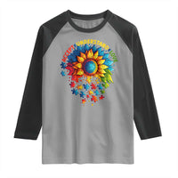 Autism Acceptance Sunflower Puzzle Raglan Shirt Accept Understand Love ASD