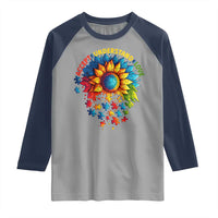 Autism Acceptance Sunflower Puzzle Raglan Shirt Accept Understand Love ASD