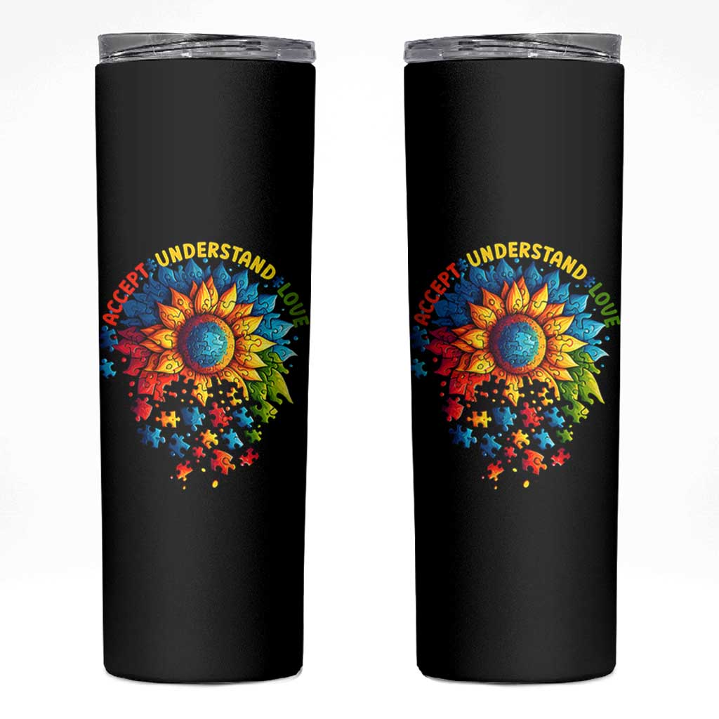 Autism Acceptance Sunflower Puzzle Skinny Tumbler Accept Understand Love ASD