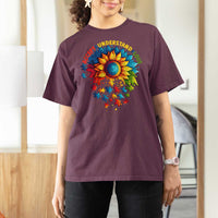 Autism Acceptance Sunflower Puzzle T Shirt For Women Accept Understand Love ASD