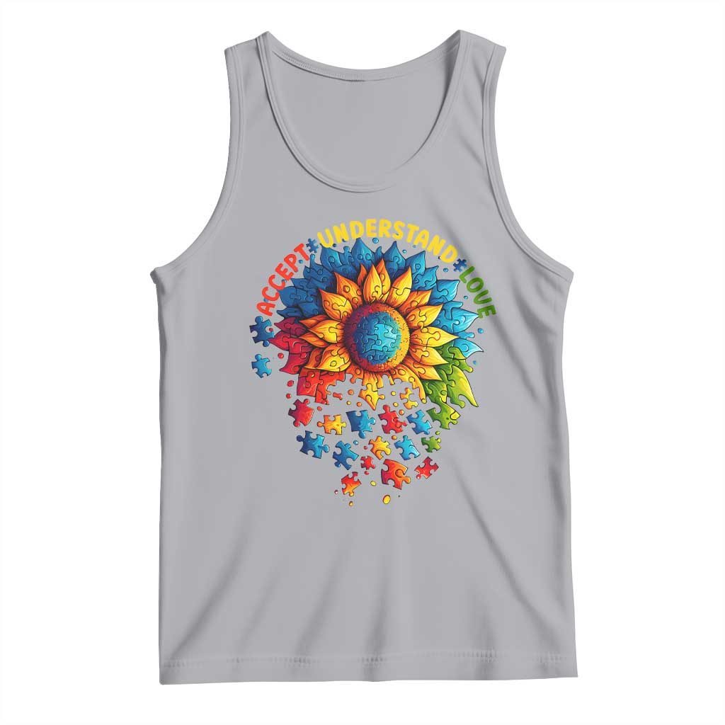 Autism Acceptance Sunflower Puzzle Tank Top Accept Understand Love ASD