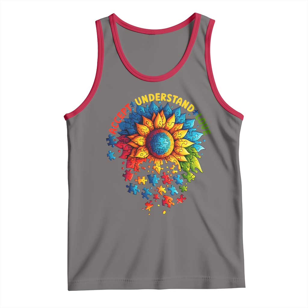 Autism Acceptance Sunflower Puzzle Tank Top Accept Understand Love ASD