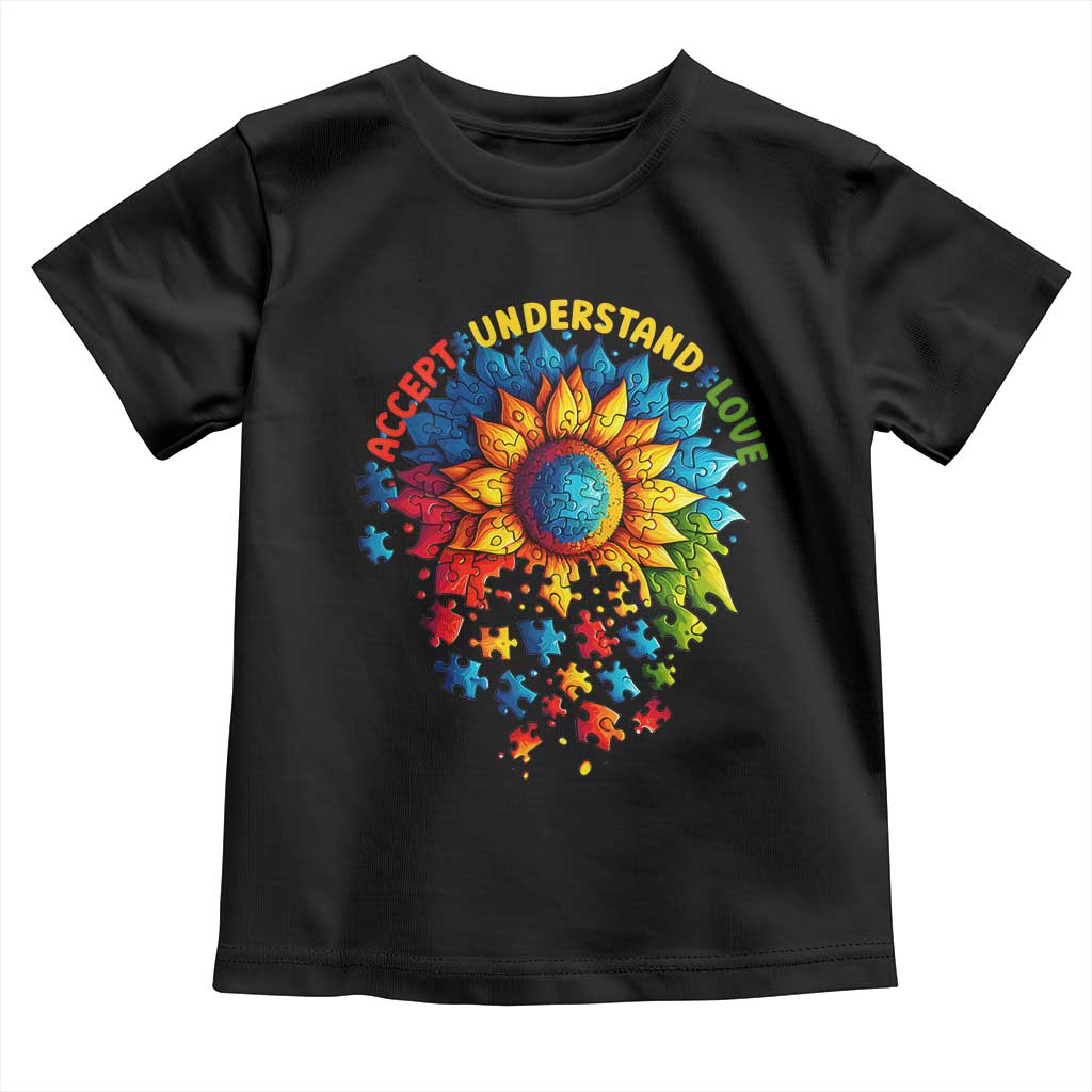 Autism Acceptance Sunflower Puzzle Toddler T Shirt Accept Understand Love ASD
