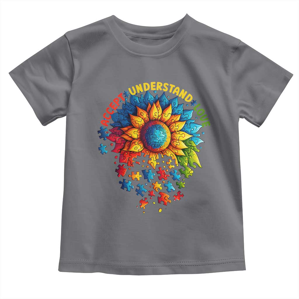 Autism Acceptance Sunflower Puzzle Toddler T Shirt Accept Understand Love ASD