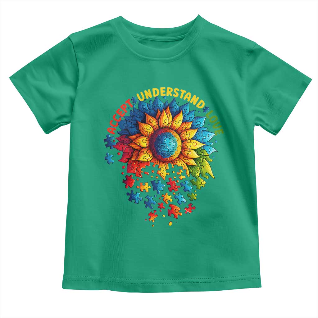 Autism Acceptance Sunflower Puzzle Toddler T Shirt Accept Understand Love ASD