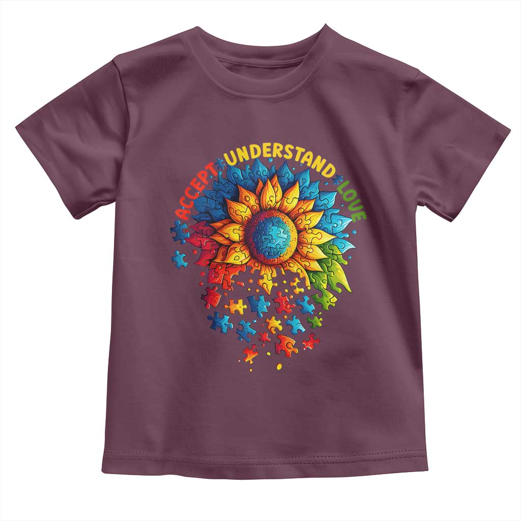 Autism Acceptance Sunflower Puzzle Toddler T Shirt Accept Understand Love ASD