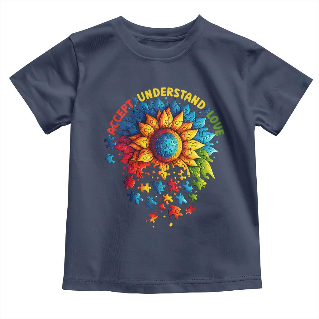 Autism Acceptance Sunflower Puzzle Toddler T Shirt Accept Understand Love ASD