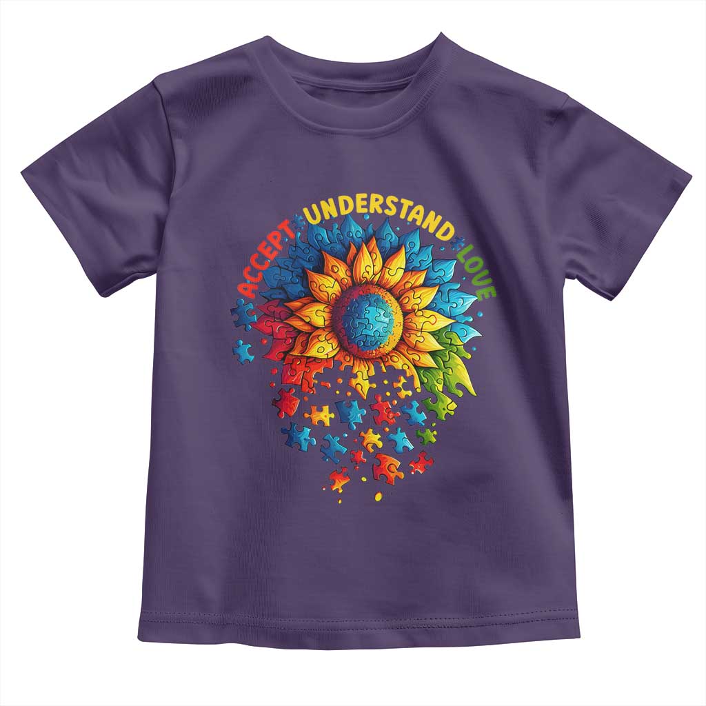 Autism Acceptance Sunflower Puzzle Toddler T Shirt Accept Understand Love ASD
