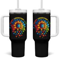 Autism Acceptance Sunflower Puzzle Tumbler With Handle Accept Understand Love ASD