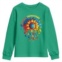 Autism Acceptance Sunflower Puzzle Youth Sweatshirt Accept Understand Love ASD