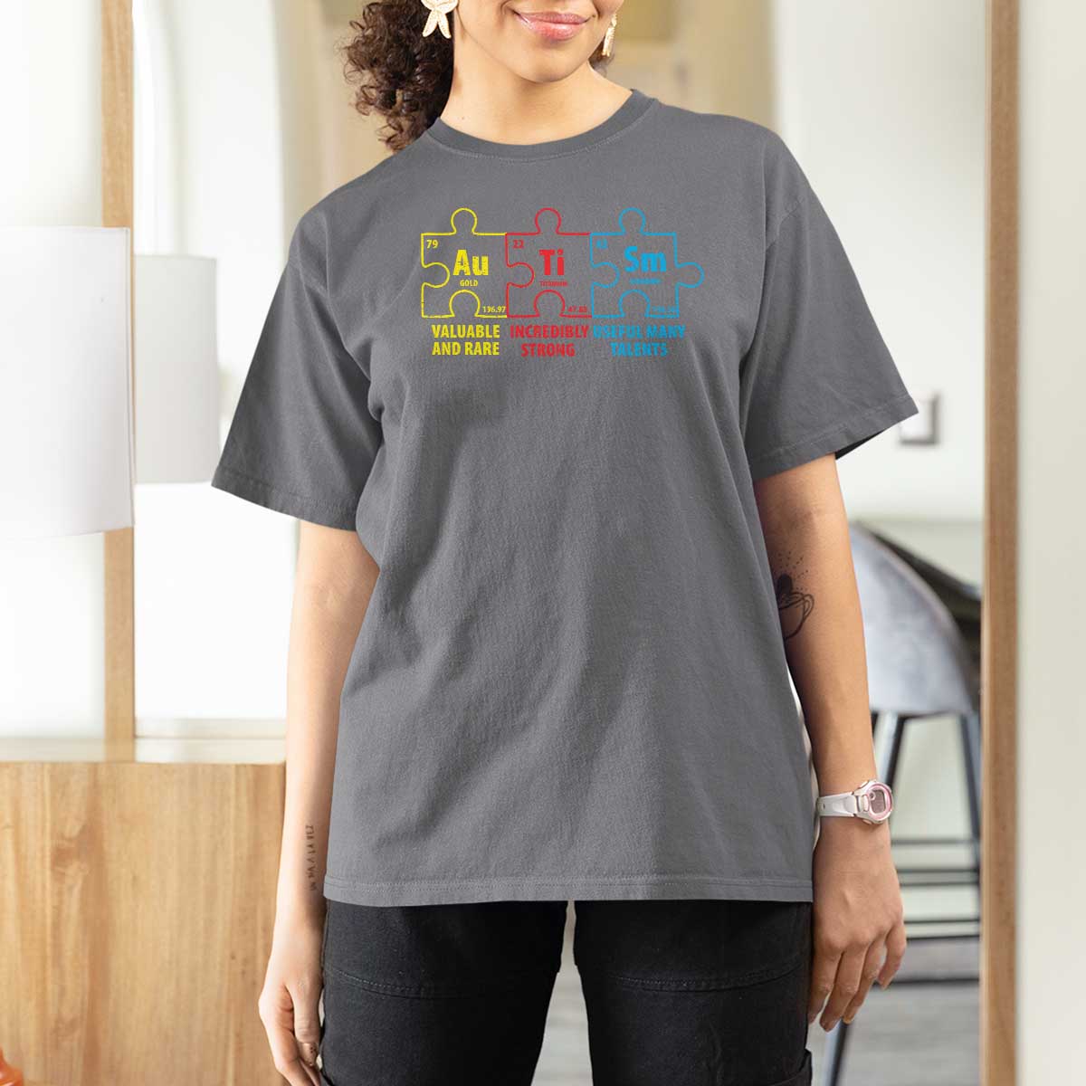 Autism Awareness T Shirt For Women Elements Periodic Table ASD