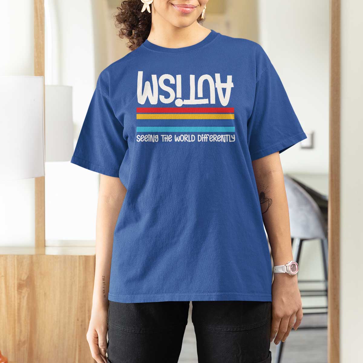 Autism Awareness T Shirt For Women Seeing the World Differently ASD Month Support