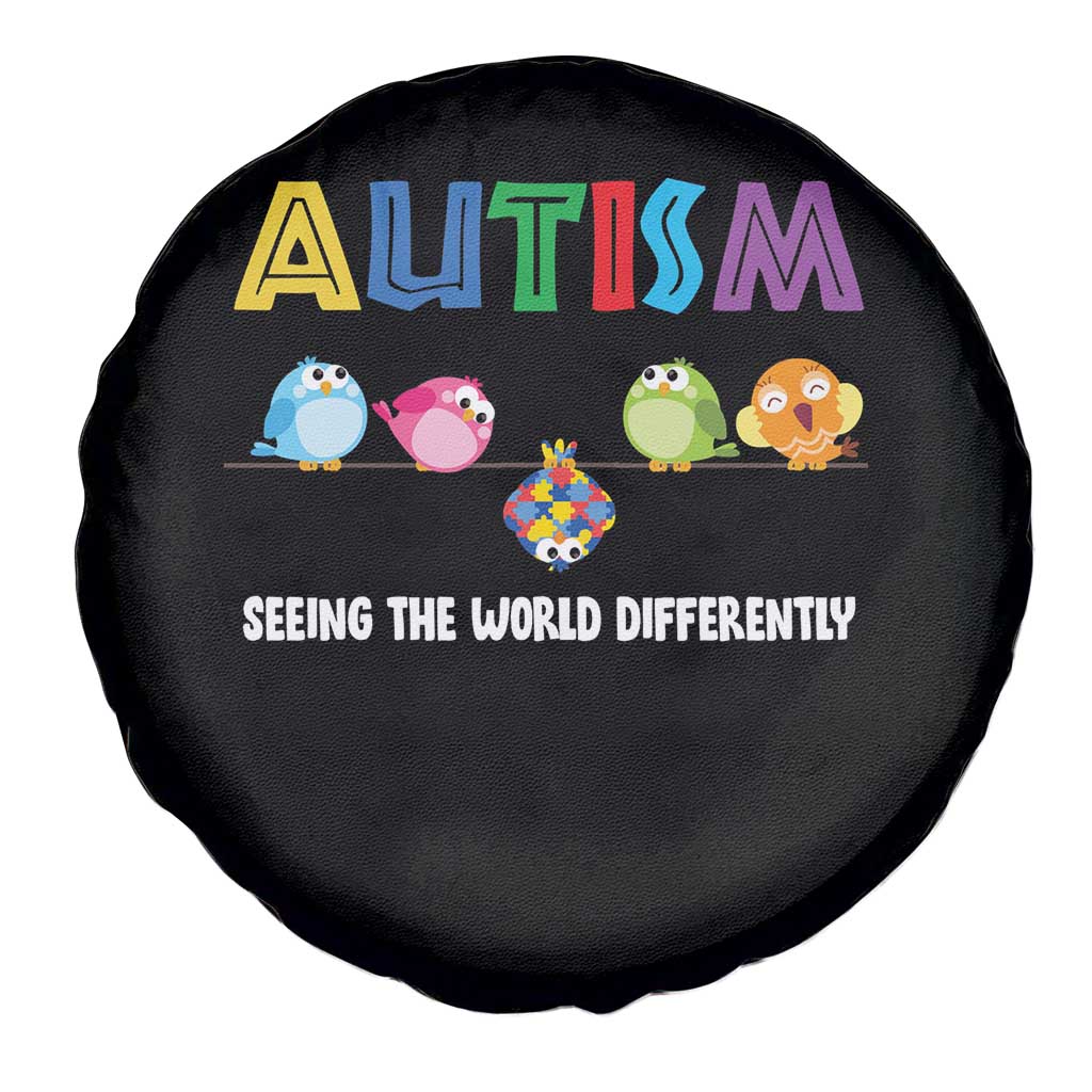 Autism Awareness Spare Tire Cover Seeing the World Differently ASD Cute Puzzle Pieces Owl