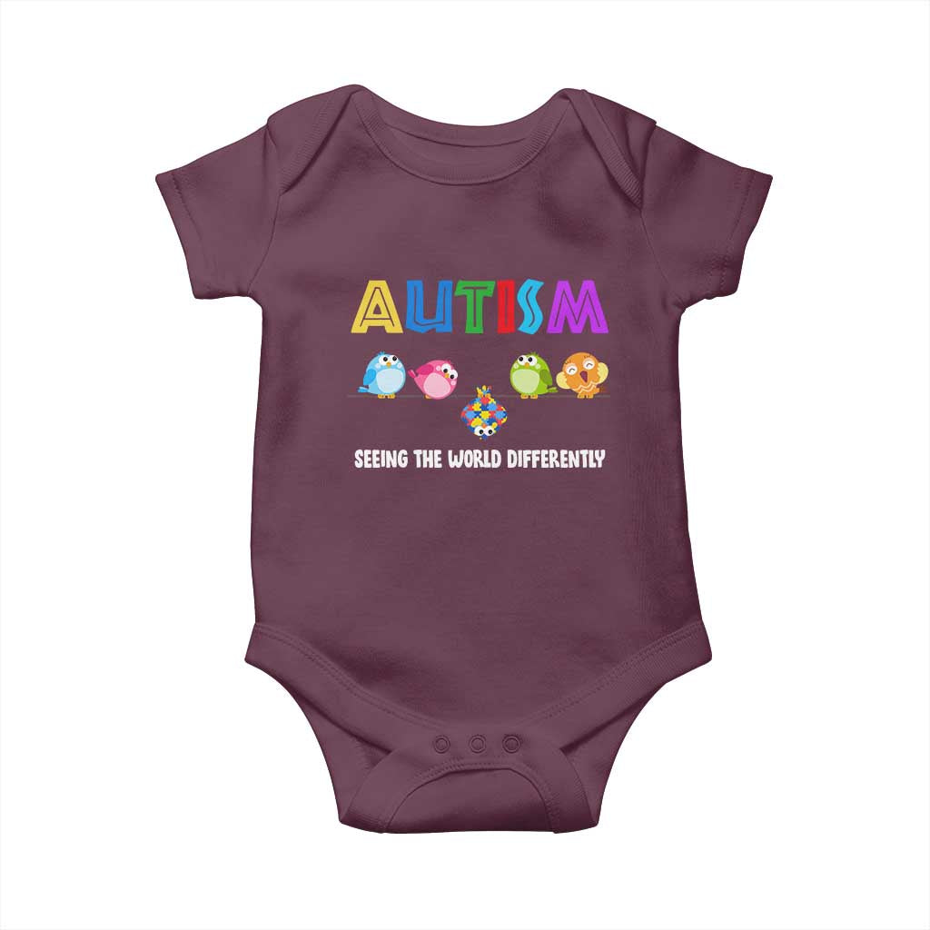 Autism Awareness Baby Onesie Seeing the World Differently ASD Cute Puzzle Pieces Owl