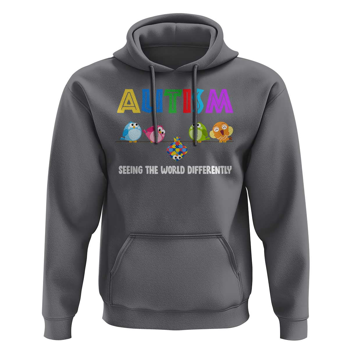 Autism Awareness Hoodie Seeing the World Differently ASD Cute Puzzle Pieces Owl