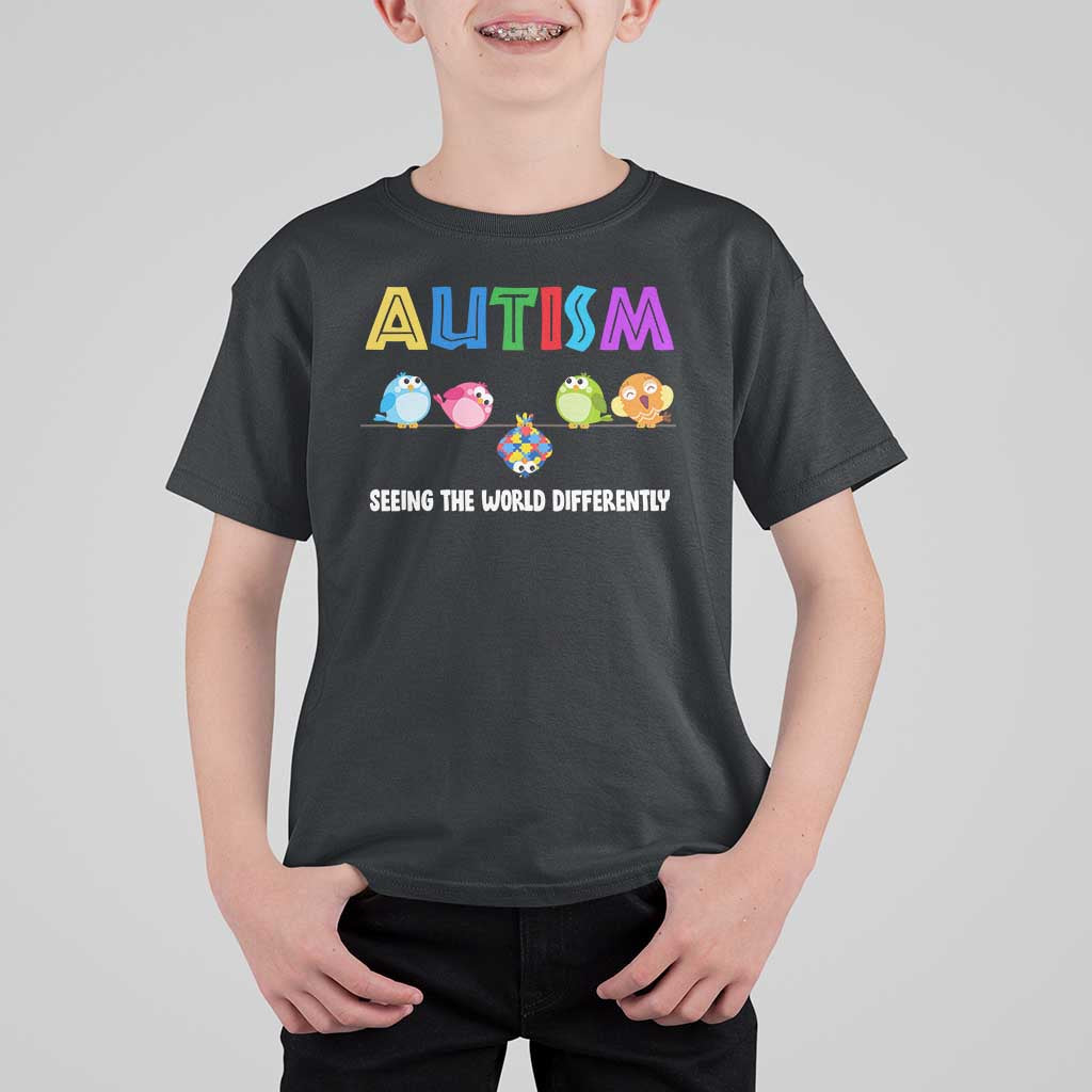 Autism Awareness T Shirt For Kid Seeing the World Differently ASD Cute Puzzle Pieces Owl