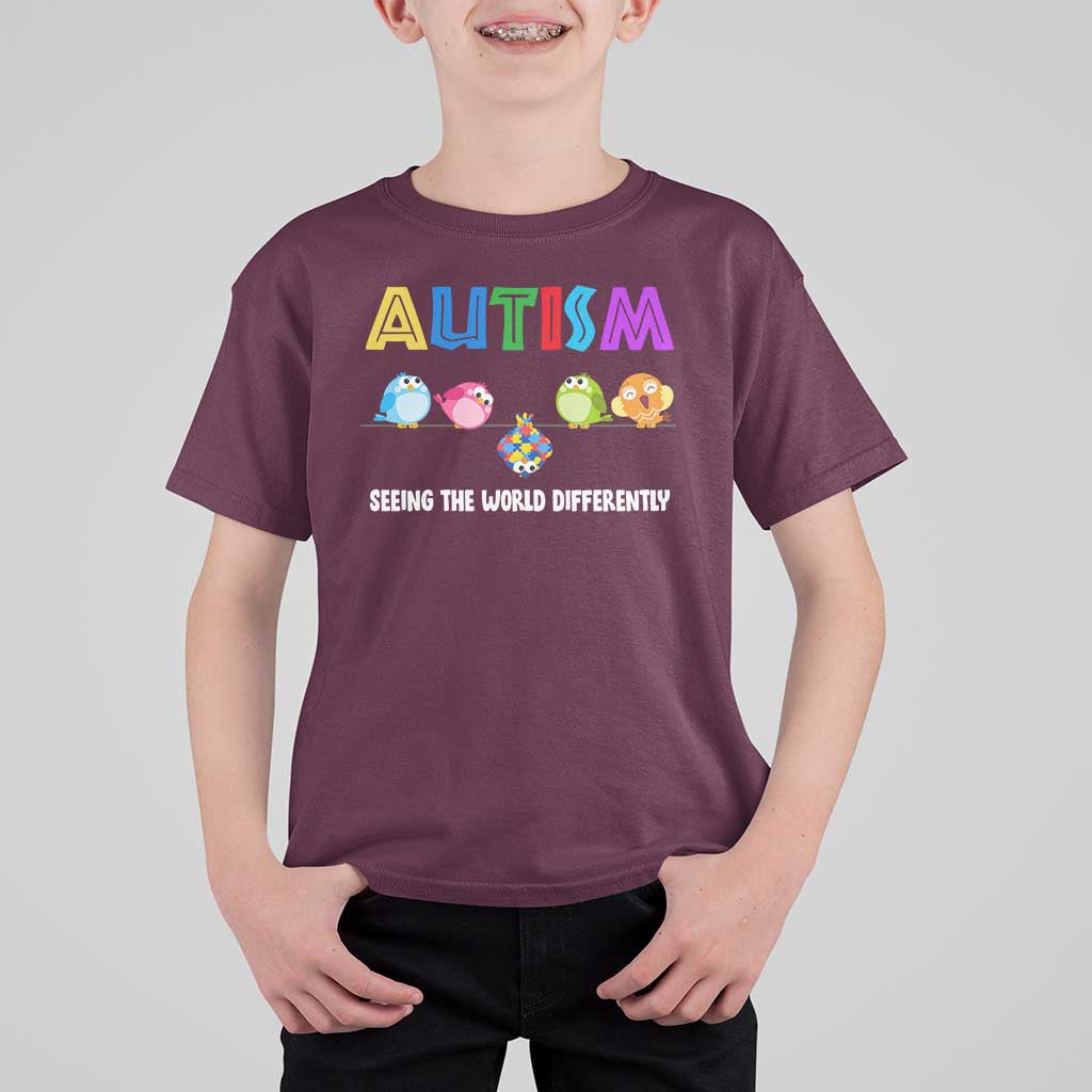 Autism Awareness T Shirt For Kid Seeing the World Differently ASD Cute Puzzle Pieces Owl
