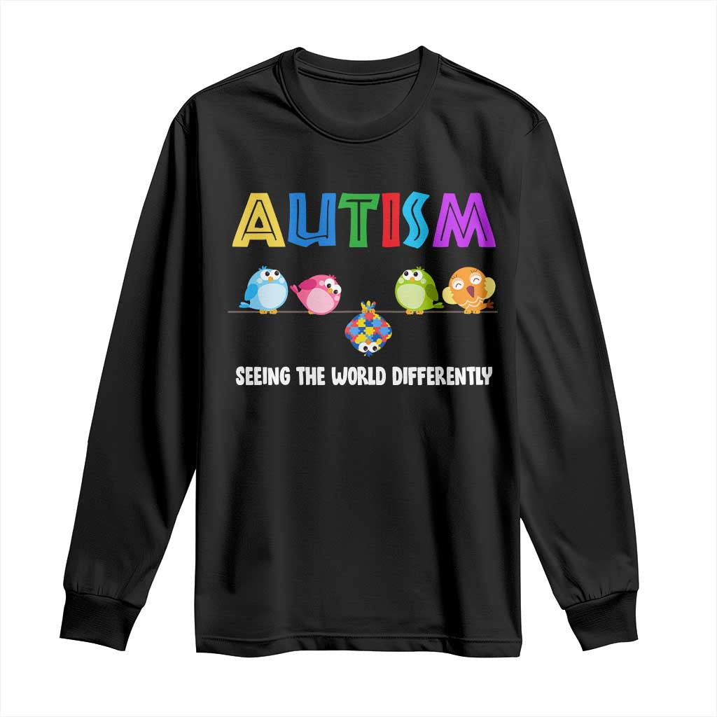 Autism Awareness Long Sleeve Shirt Seeing the World Differently ASD Cute Puzzle Pieces Owl