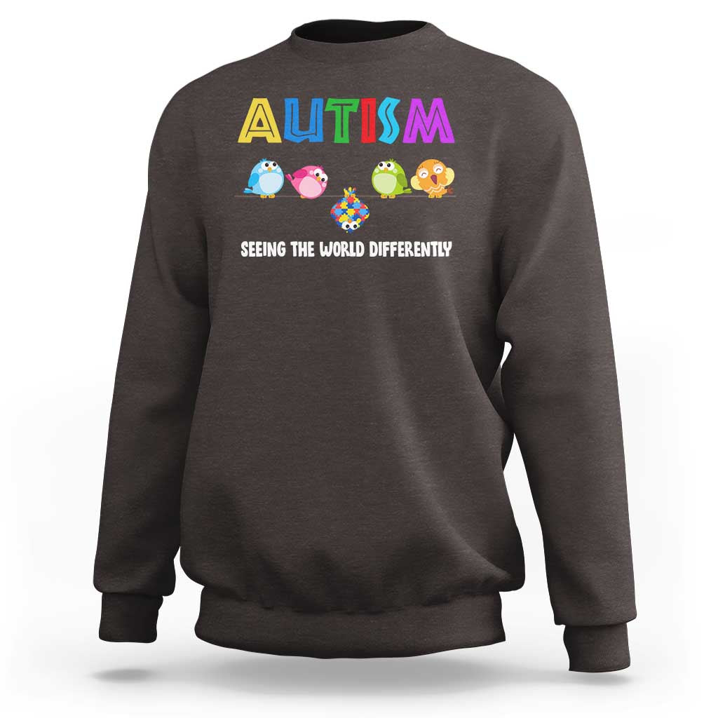 Autism Awareness Sweatshirt Seeing the World Differently ASD Cute Puzzle Pieces Owl