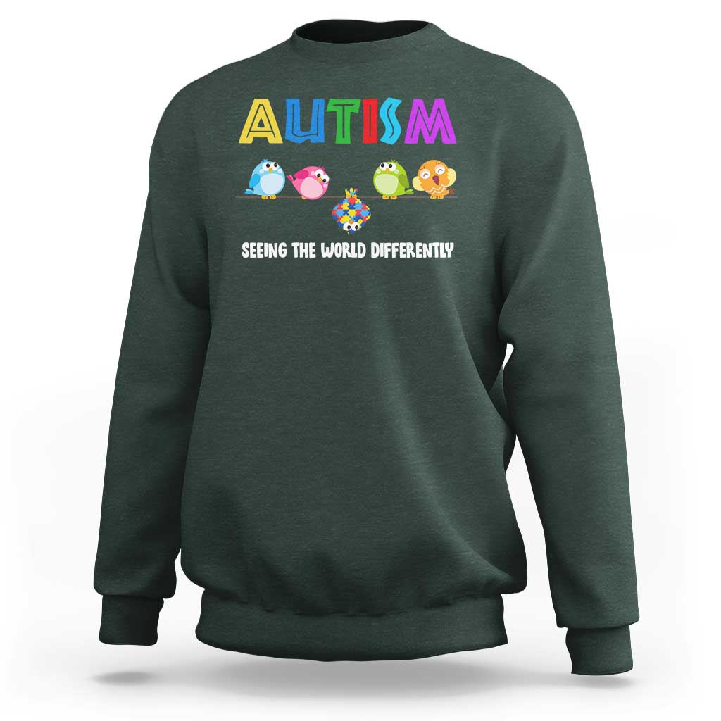 Autism Awareness Sweatshirt Seeing the World Differently ASD Cute Puzzle Pieces Owl