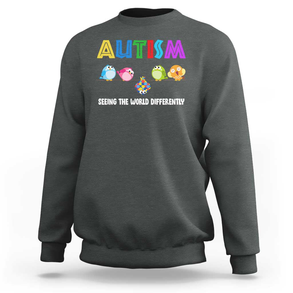 Autism Awareness Sweatshirt Seeing the World Differently ASD Cute Puzzle Pieces Owl