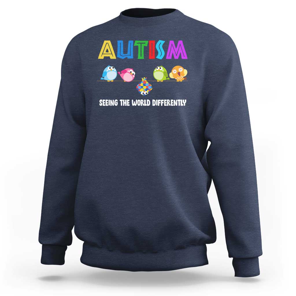Autism Awareness Sweatshirt Seeing the World Differently ASD Cute Puzzle Pieces Owl