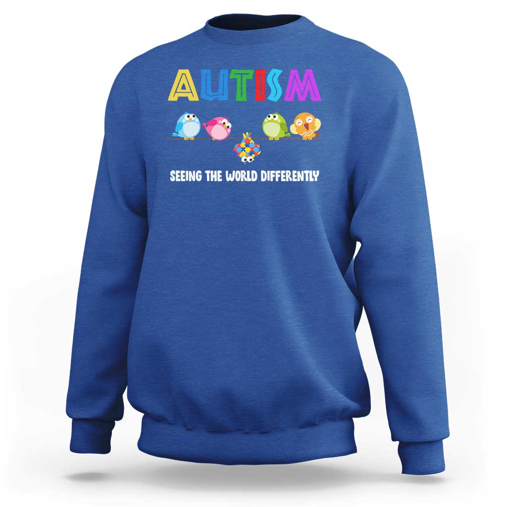 Autism Awareness Sweatshirt Seeing the World Differently ASD Cute Puzzle Pieces Owl