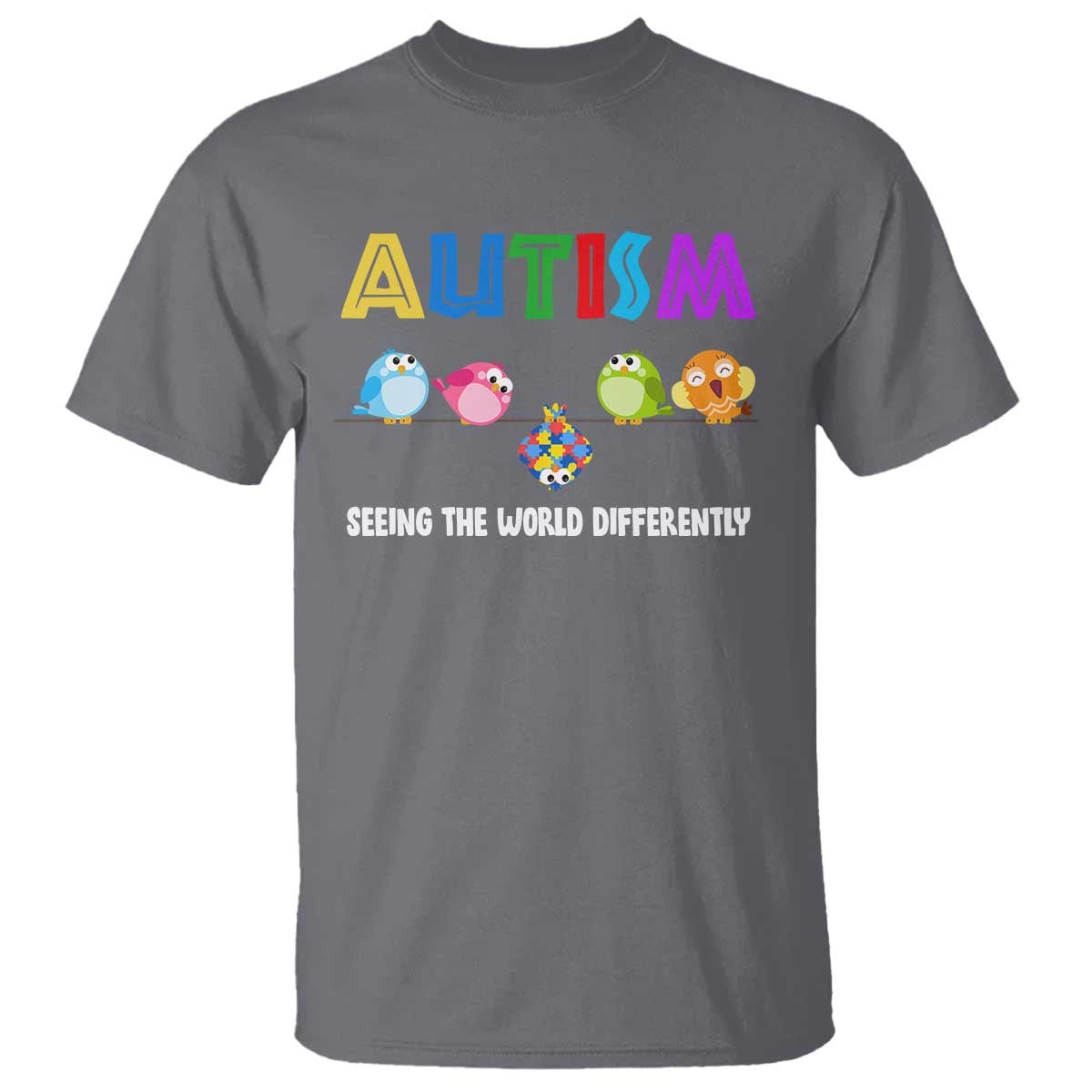 Autism Awareness T Shirt Seeing the World Differently ASD Cute Puzzle Pieces Owl